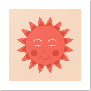 Sun Happy Face Ethnic Indian Design Posters and Art